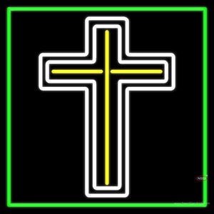 Cross With Border Neon Sign