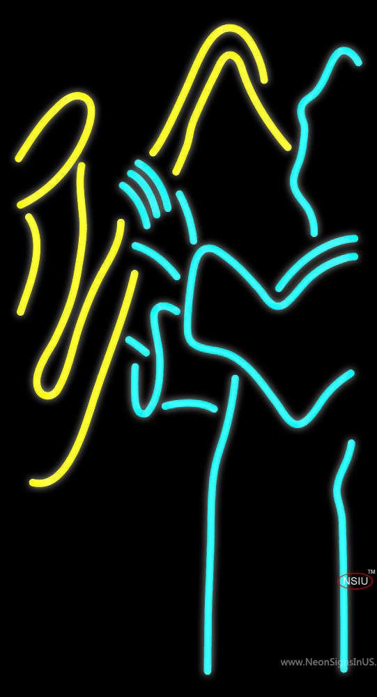Blue Man Yellow Saxophone Neon Sign