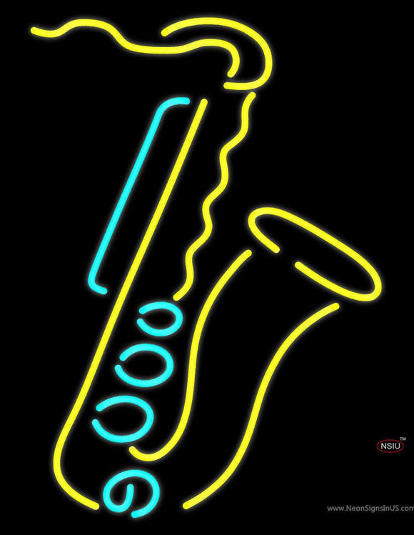 Saxophone Yellow Logo Neon Sign