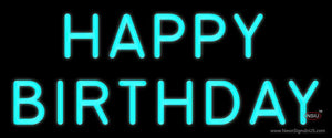 Turquoise Happy Birthday Neon Sign