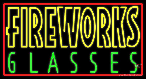 Fire Work Glasses  Neon Sign
