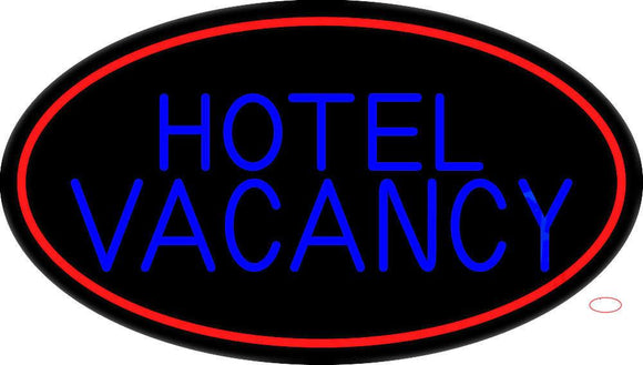 Hotel Vacancy With Blue Border Neon Sign