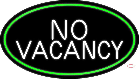 No Vacancy Oval Green Border Neon Sign