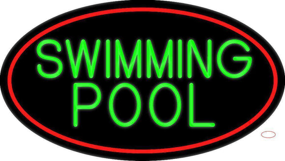 Swimming Pool With Red Border Handmade Art Neon Sign
