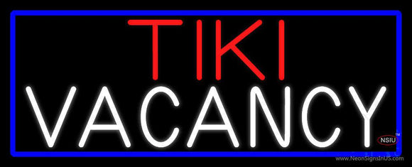 Tiki Vacancy With Blue Border Neon Sign