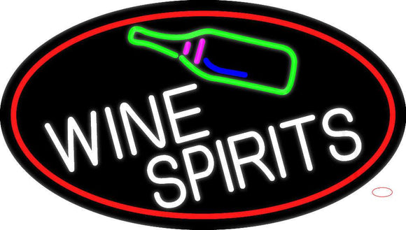 Wine Spirits Oval With Red Border Neon Sign