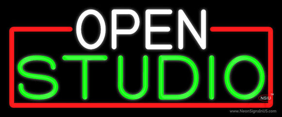 Open Studio With Red Border Neon Sign