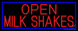 Red Open Milk Shakes With Blue Border Neon Sign