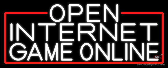 White Open Internet Game Online With Red Border Neon Sign