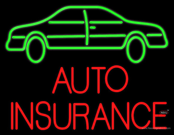 Auto Insurance With Car Neon Sign