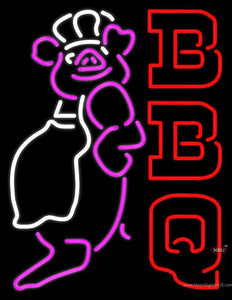 Double Stroke BBQ Pig Logo Neon Sign