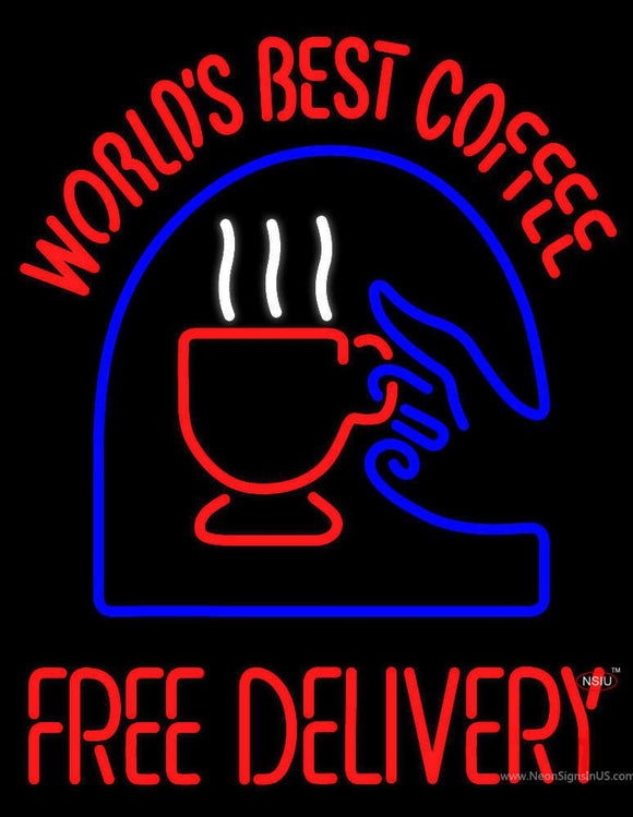 Worlds Best Coffee With Logo Neon Sign