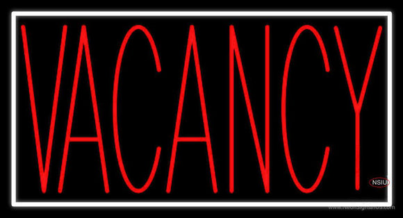 Red Vacancy With White Border Neon Sign