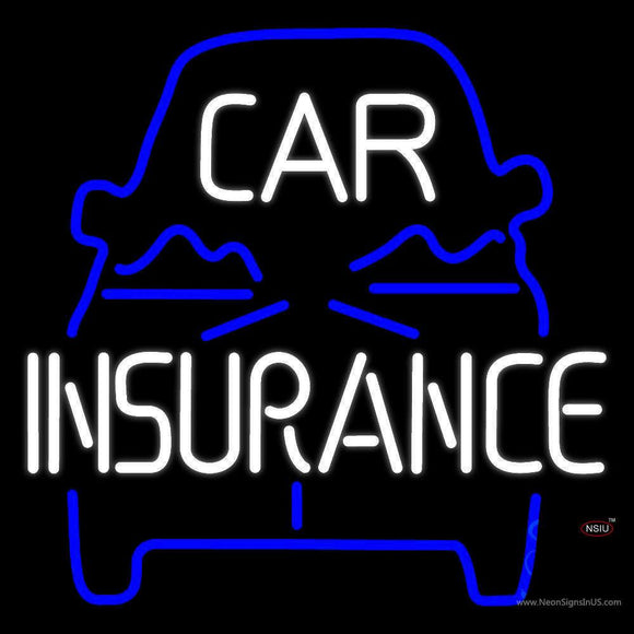 Blue Car Insurance Neon Sign