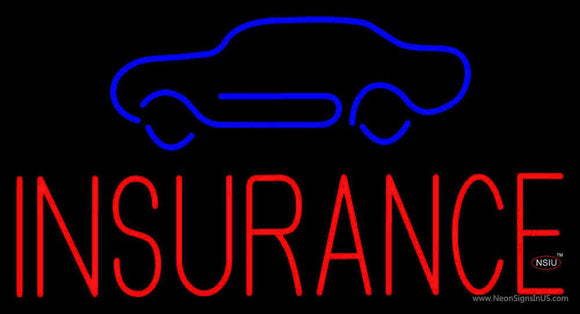 Red Insurance with Blue Car Neon Sign