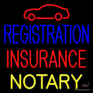 Registration Insurance Notary with Car Logo Neon Sign