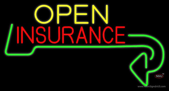 Insurance Open with Arrow Neon Sign