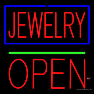 Jewelry Green Line Open Block Neon Sign