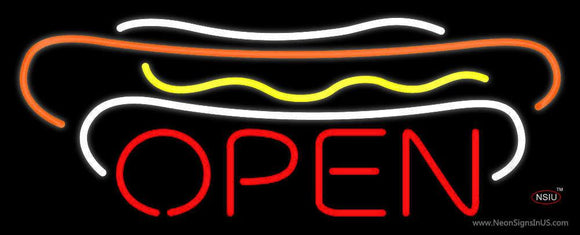 Hot Dogs Open Block Neon Sign