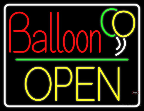 Yellow Block Open Balloon Neon Sign
