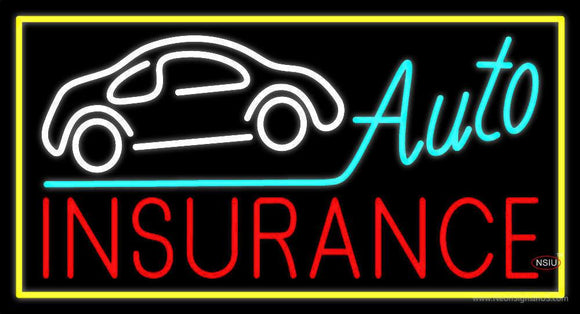 Auto Insurance White Car Logo Neon Sign