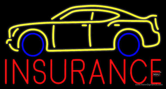 Red Insurance Yellow Car Logo Neon Sign