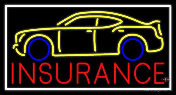 Red Insurance Car Logo With White Border Neon Sign
