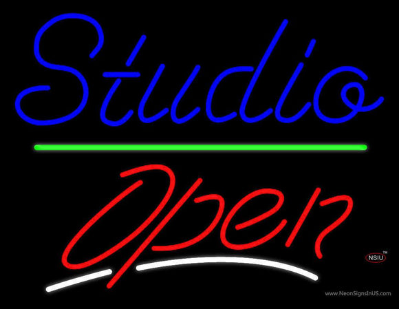 Blue Studio Red Open  Neon Sign