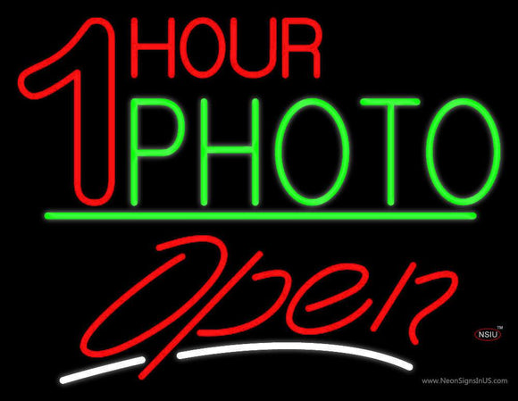 One Hour Photo Open  Neon Sign