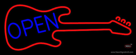 Guitar Blue Open Block  Neon Sign