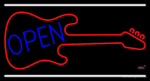 Guitar Blue Open Block Neon Sign