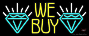 Yellow We Buy Turquoise Diamond Logo Handmade Art Neon Sign