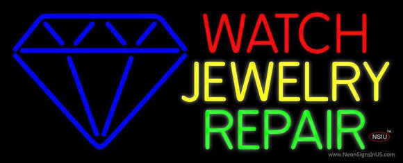 Watch Jewelry Repair With Blue Logo Handmade Art Neon Sign