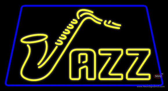 Yellow Jazz With Saxophone  Neon Sign