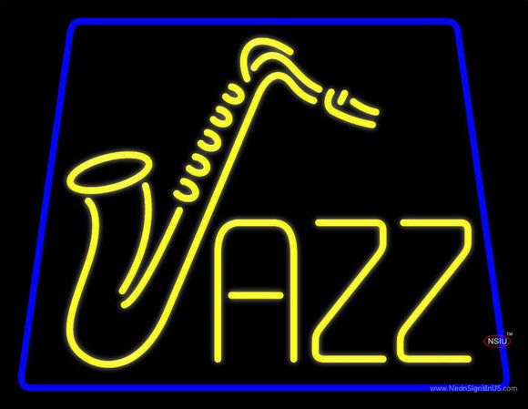 Yellow Jazz With Saxophone  Neon Sign
