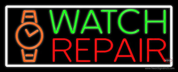 White Border Watch Repair With Logo Handmade Art Neon Sign