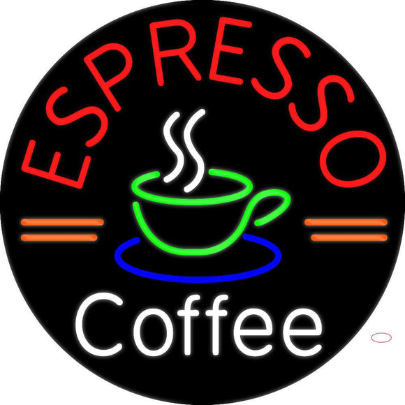 Custom Round Espresso Coffee Neon Sign 