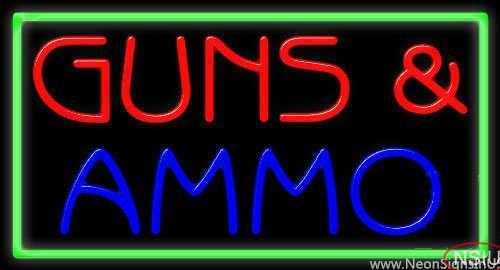 Guns And Ammo Handmade Art Neon Sign