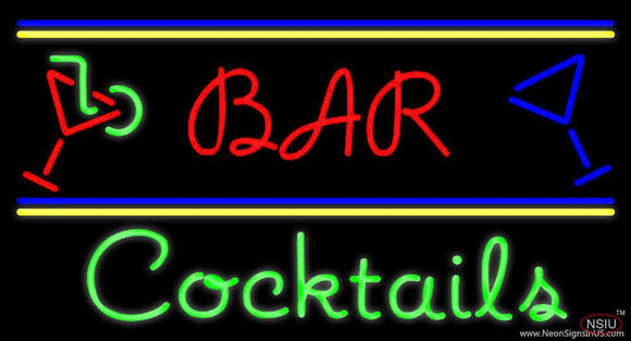 Bar Cocktails Real Neon Glass Tube Neon Sign