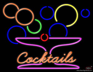 Cocktails With Martini Glass Real Neon Glass Tube Neon Sign