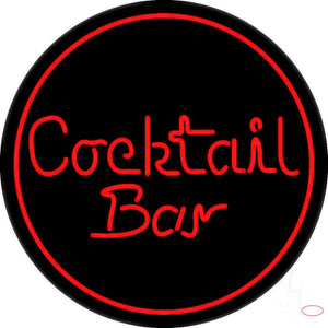 Round Cocktail Bar Real Neon Glass Tube Neon Sign