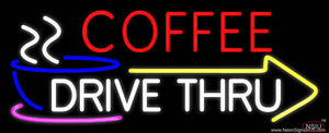 Coffee Drive Thru With Yellow Arrow Real Neon Glass Tube Neon Sign