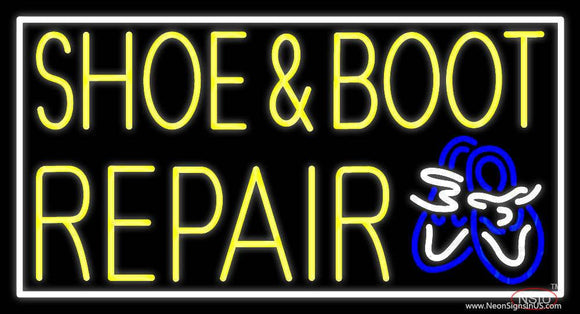 Yellow Shoe and Boot Repair Real Neon Glass Tube Neon Sign