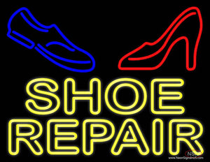 Yellow Shoe Repair With Sandal Shoe Real Neon Glass Tube Neon Sign
