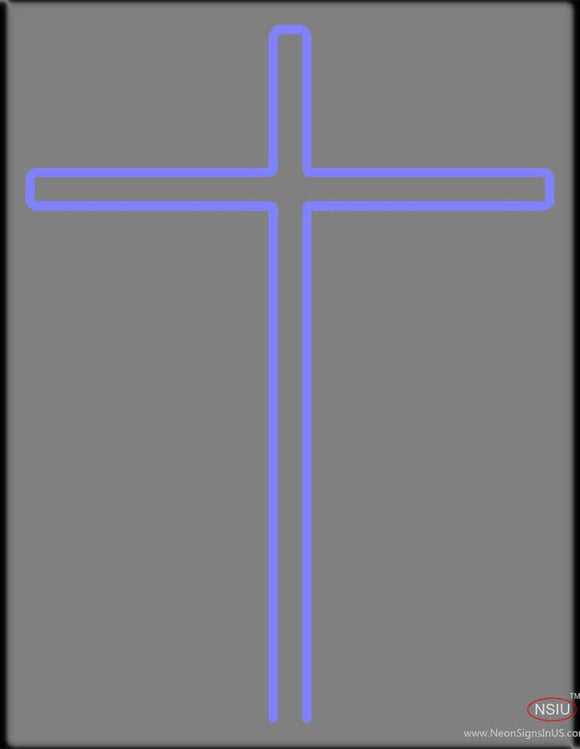 Blue Christian Cross Real Neon Glass Tube Neon Sign