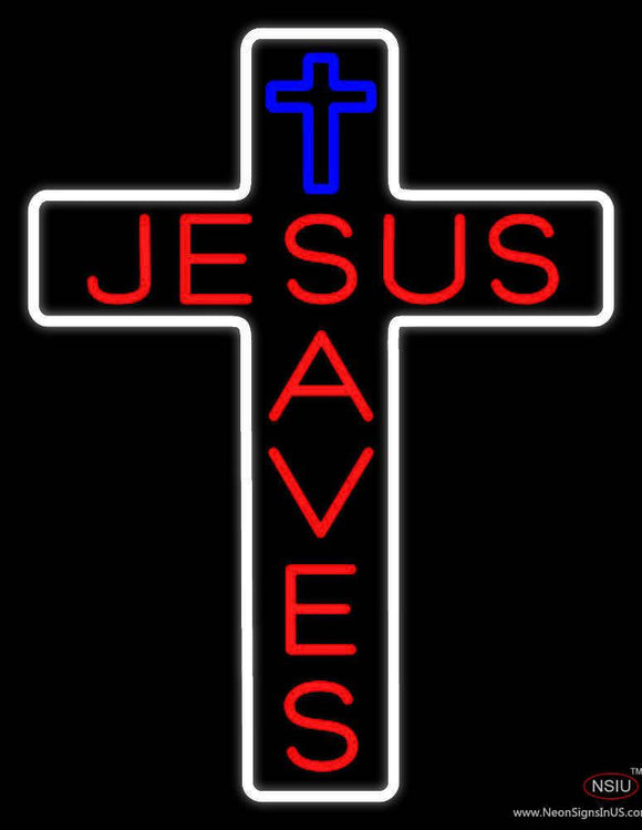 Jesus Saves With  Cross Real Neon Glass Tube Neon Sign