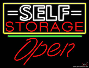White Self Storage Block With Open  Real Neon Glass Tube Neon Sign