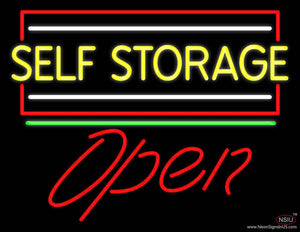 Yellow Self Storage Block With Open  Real Neon Glass Tube Neon Sign