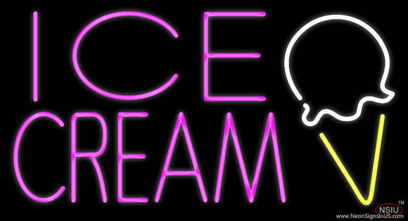 Pink Ice Cream Cone Real Neon Glass Tube Neon Sign