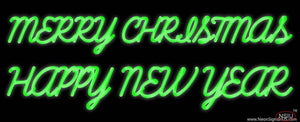 Green Merry Christmas Happy New Year Real Neon Glass Tube Neon Sign
